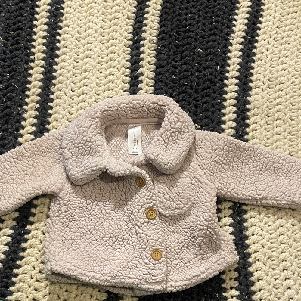 Cozy Sherpa Baby Jacket in Light Beige